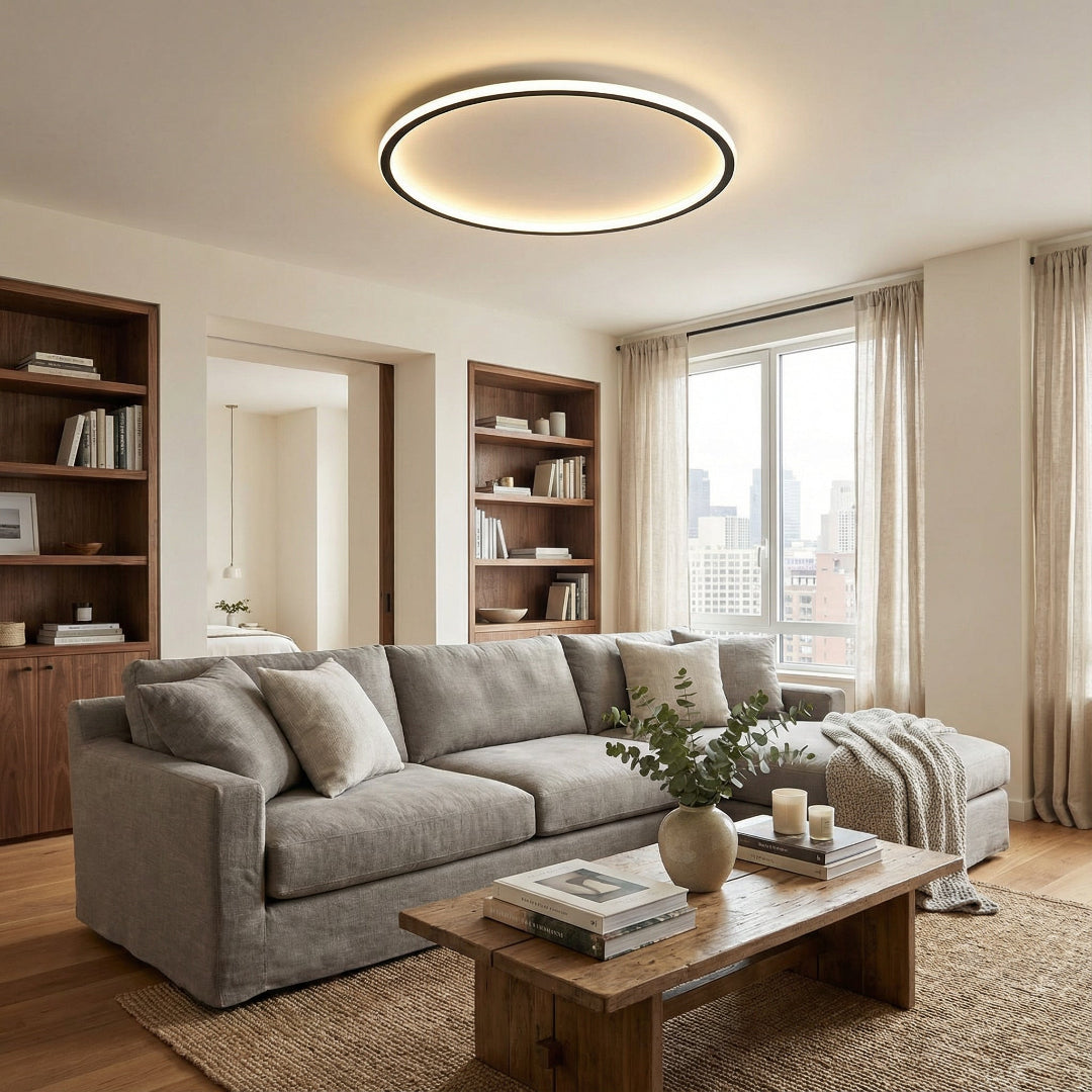 Frosted Glass Round Ceiling Lamp – Scandinavian Minimalist Soft Ambient Light