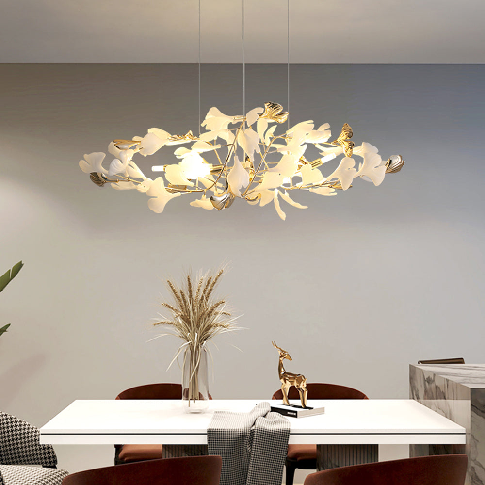 Jarn Suspension Feuille/Multi Moderne Métal/Céramique Doré/Blanc Salon - Neutralighting