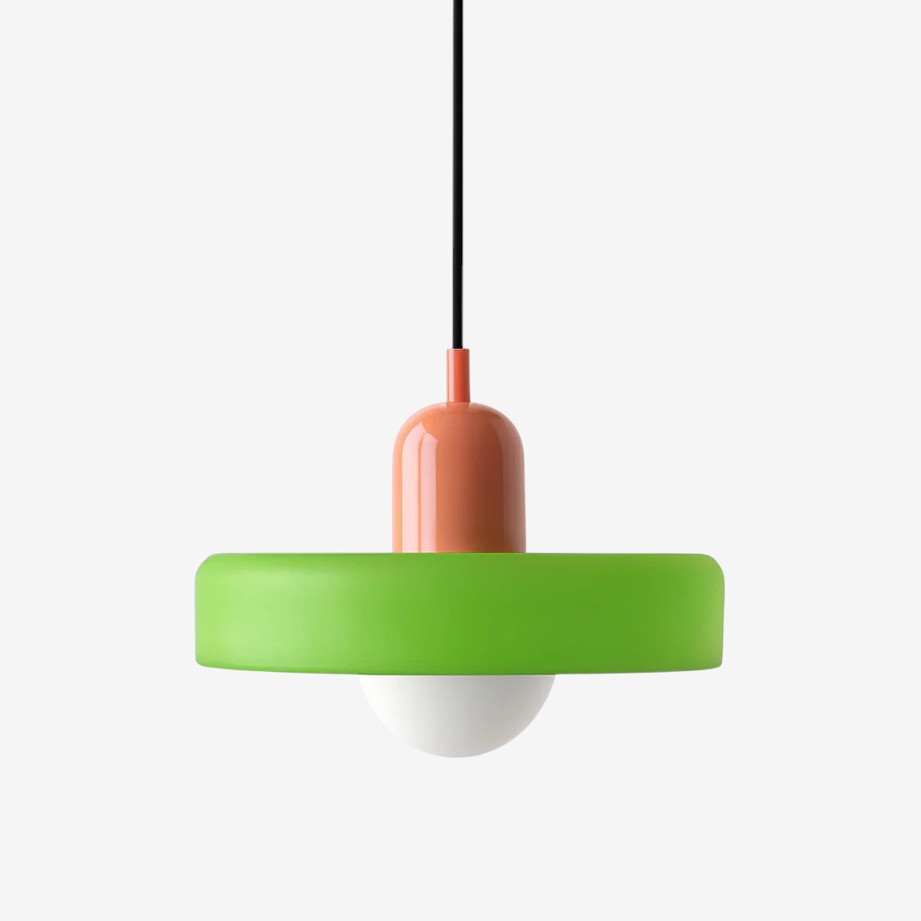 Bauhaus Colored Glass Pendant Lamp – Geometric Stacked Suspension Light