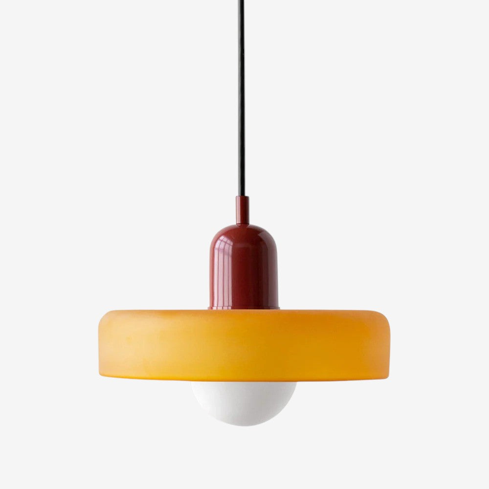 Bauhaus Colored Glass Pendant Lamp – Geometric Stacked Suspension Light