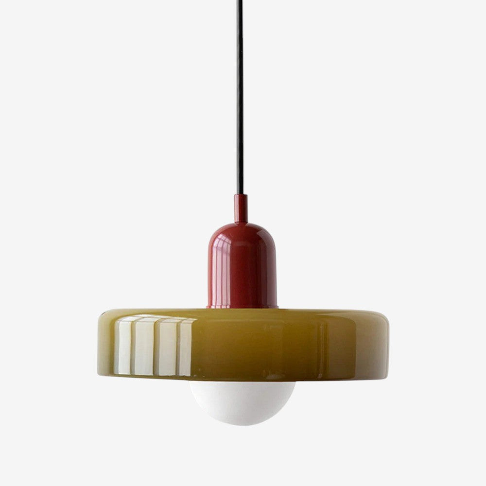 Bauhaus Colored Glass Pendant Lamp – Geometric Stacked Suspension Light