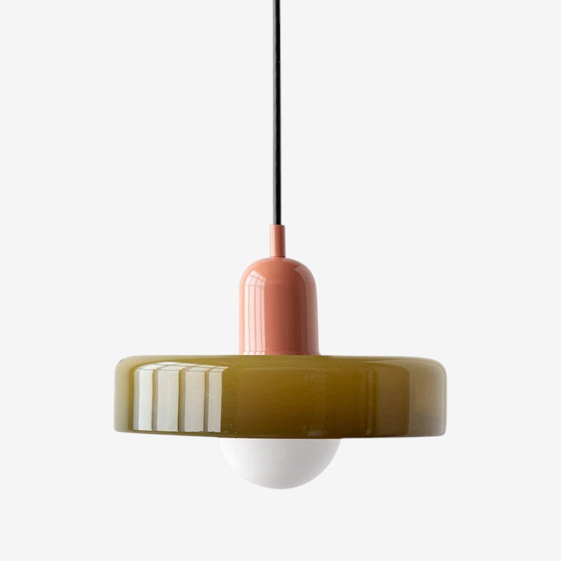 Bauhaus Colored Glass Pendant Lamp – Geometric Stacked Suspension Light