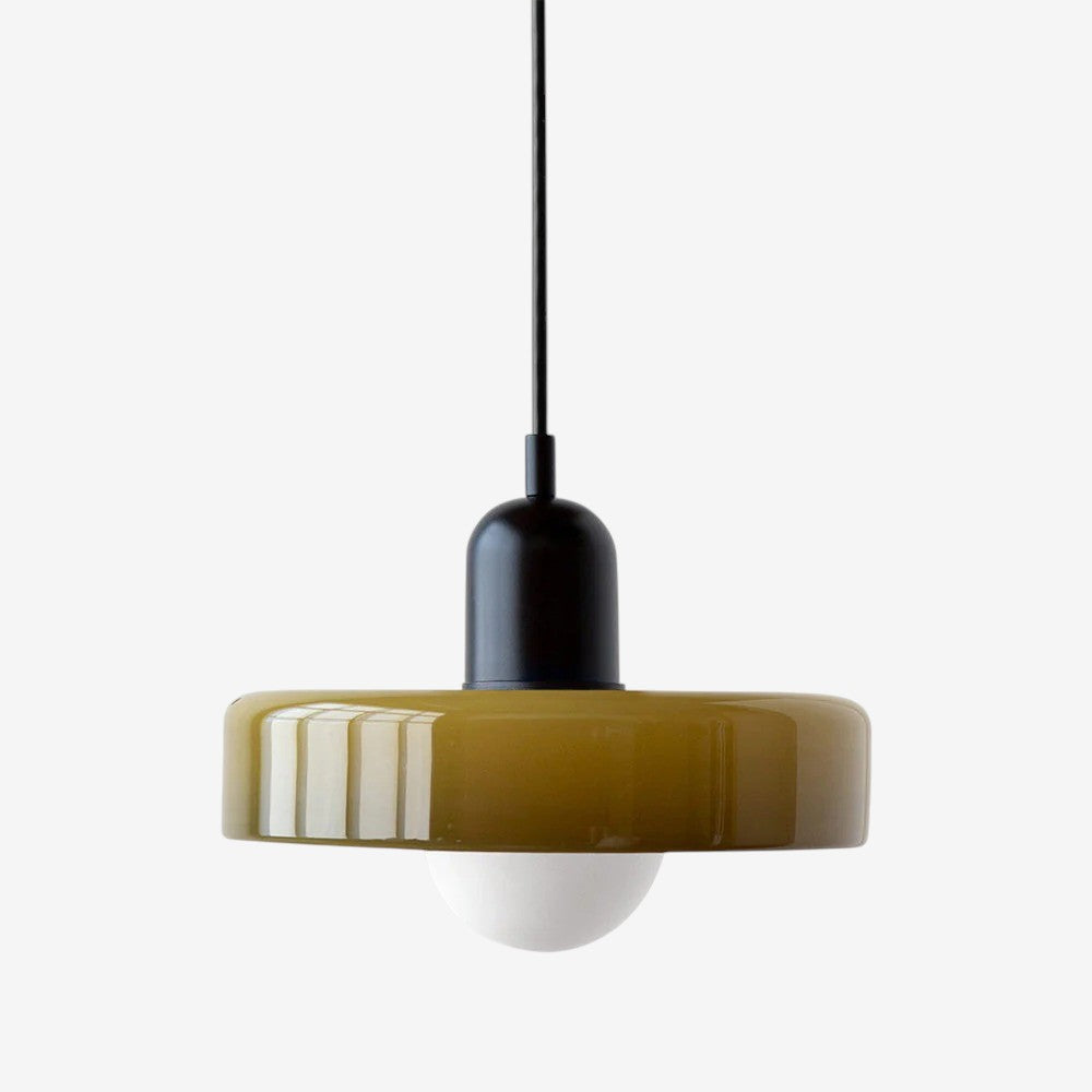 Bauhaus Colored Glass Pendant Lamp – Geometric Stacked Suspension Light