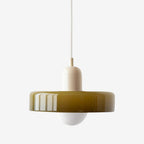Bauhaus Colored Glass Pendant Lamp – Geometric Stacked Suspension Light