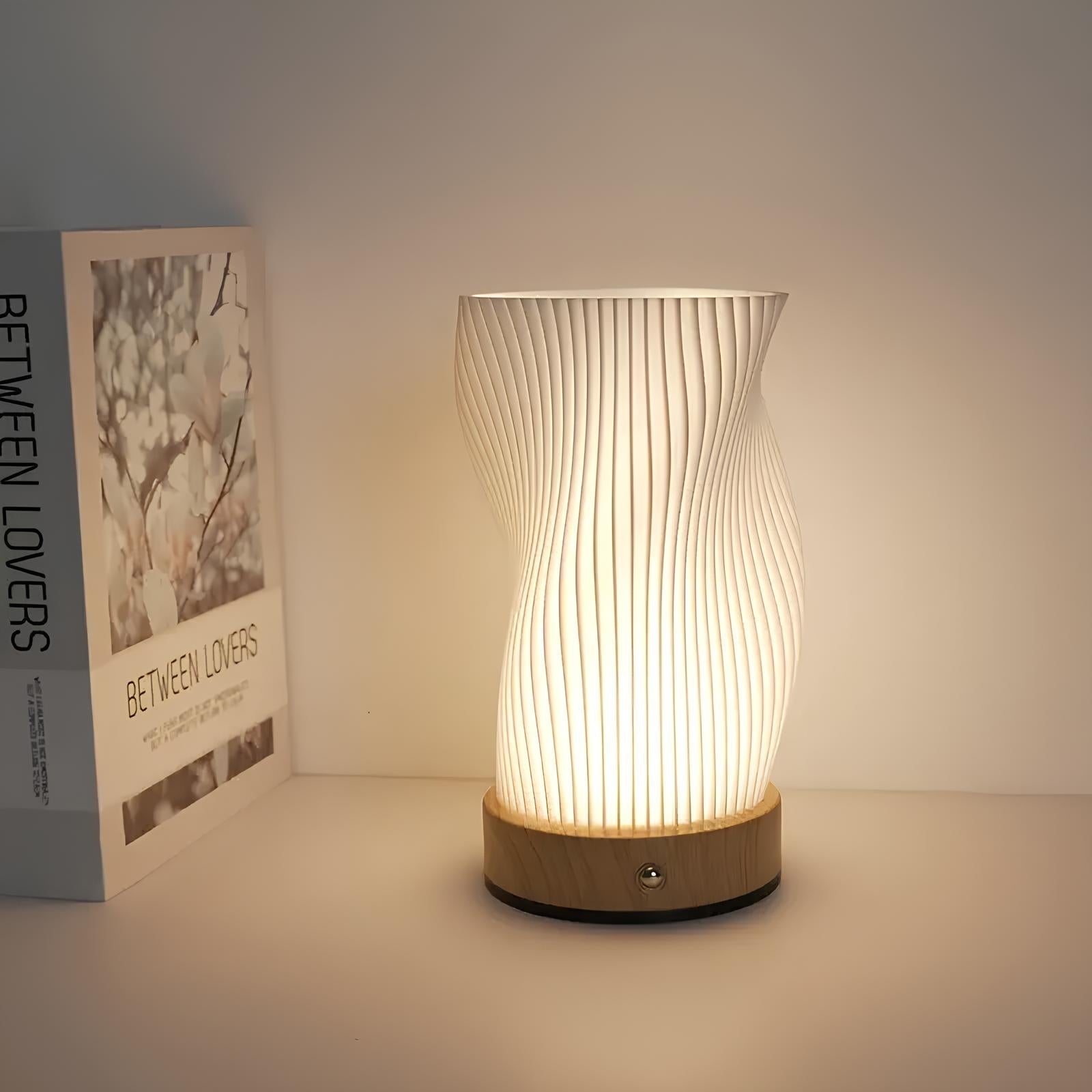Modern Wavy Table Lamp Sculptural Ambient Light Contemporary Bedside Accent Lamp