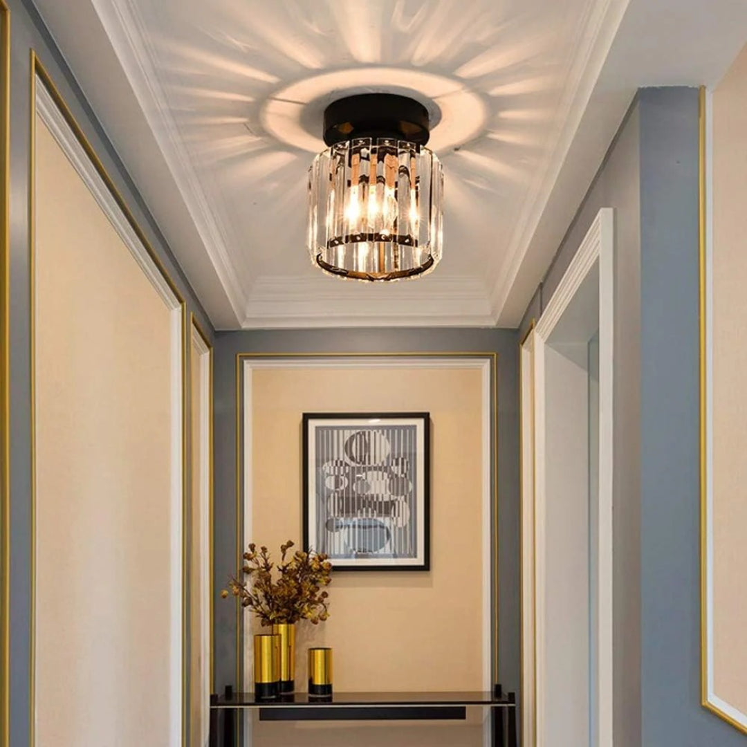 Crystal Metal Cube Ceiling Light