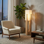 Organic Floor Lamp – Japanese Wabi Sabi Sculptural Natural Design