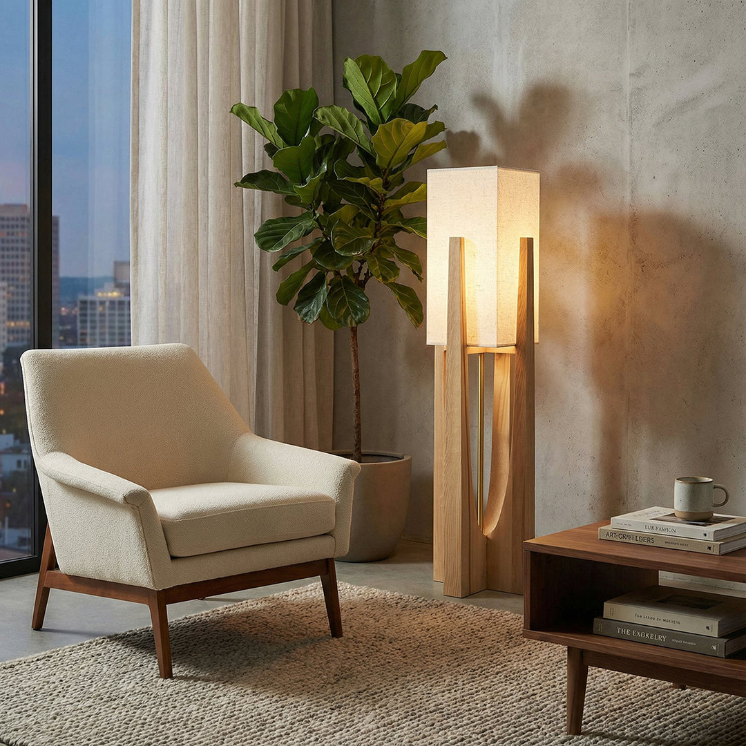 Organic Floor Lamp – Japanese Wabi Sabi Sculptural Natural Design