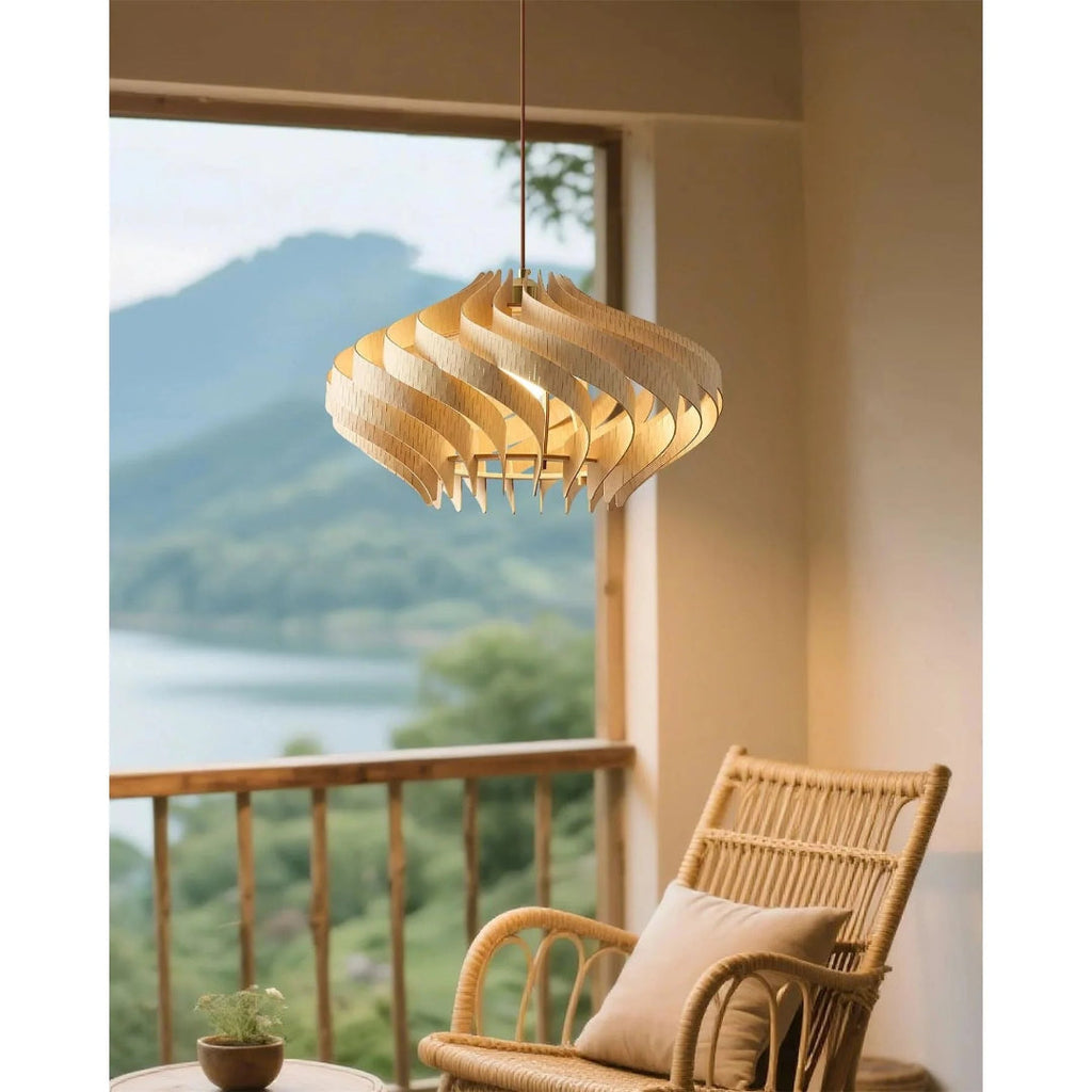 Japandi Wooden Pendant Light