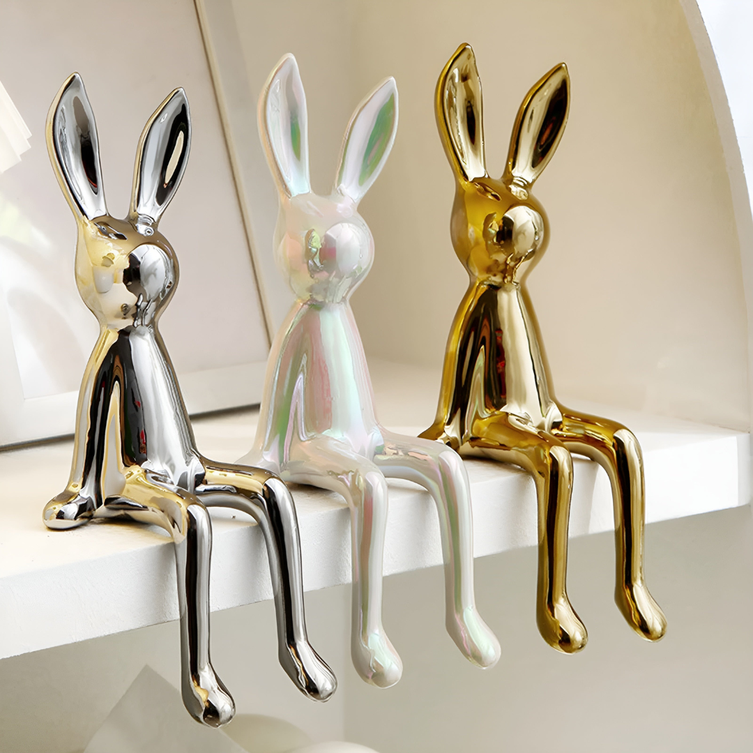 Ceramic Rabbit Figurine Modern Decorative Bunny Sculpture
