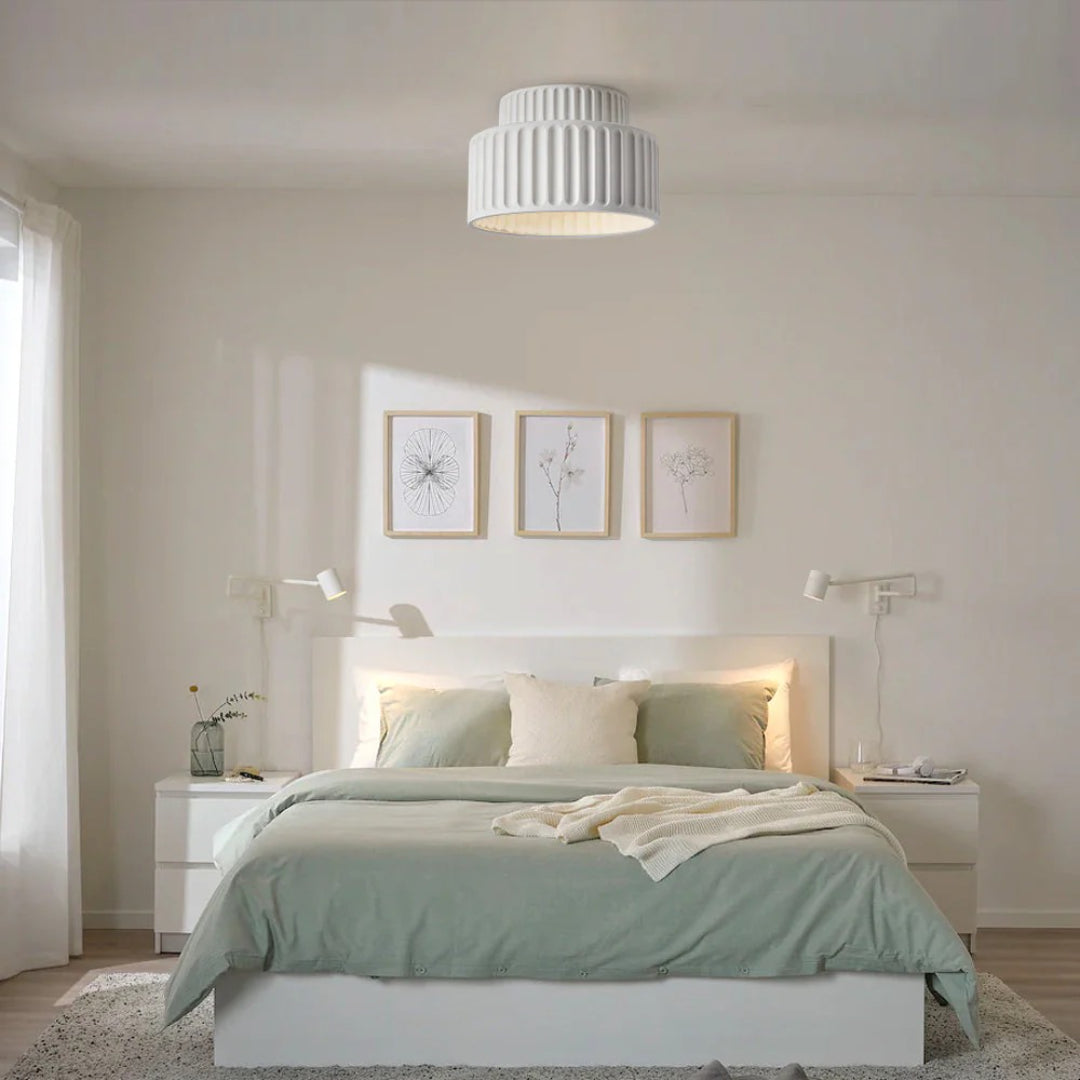 Minimalist Ribbed Ceramic Ceiling Light