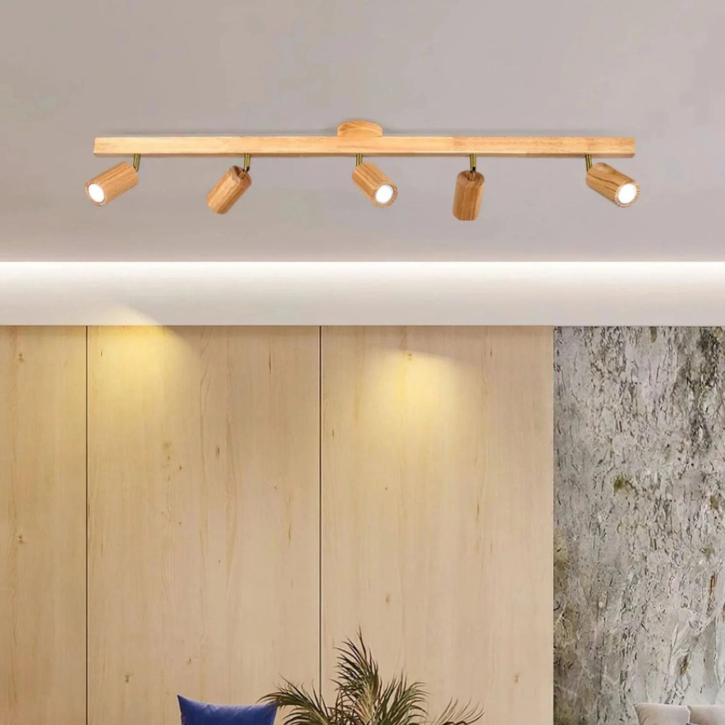 Wooden Adjustable Track Ceiling Light