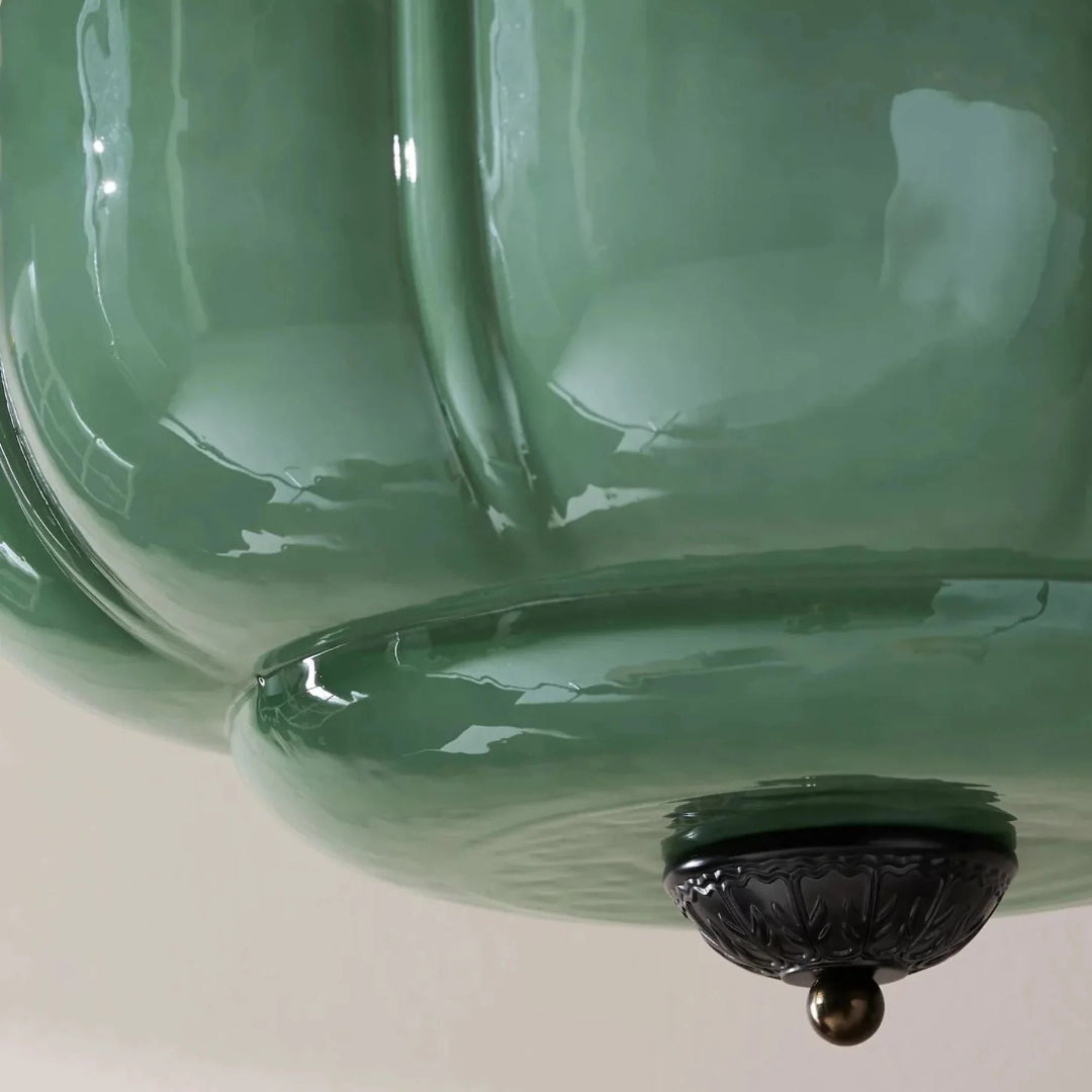 Vintage Ribbed Glass Ceiling Light