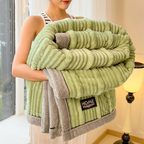 Ribbed Plush Throw Blanket Soft Fleece Bedspread Cozy Winter Blanket