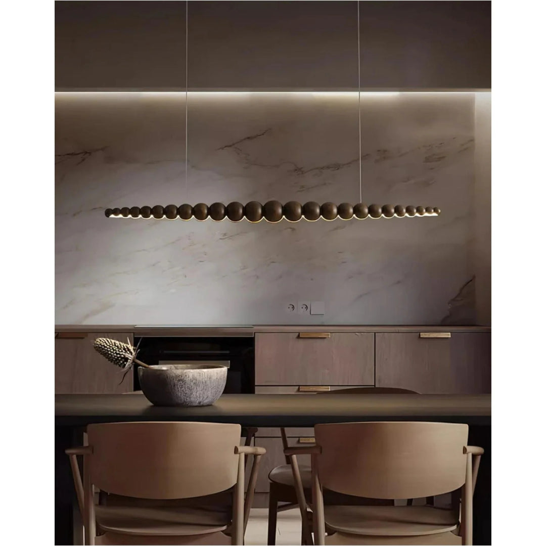 Minimalist Wooden Bead Pendant Light
