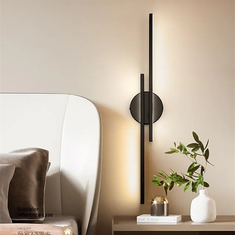 LED Wall Light Metal Twin Linear Design | Modern Minimalist Indoor Lighting | Energy-Efficient Hardwired Sconce for Living Room