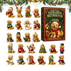 2026 Christmas Advent Calendar Cute American Golden Retriever Pendant 24-day countdown calendar 2D Christmas tree dog pendant