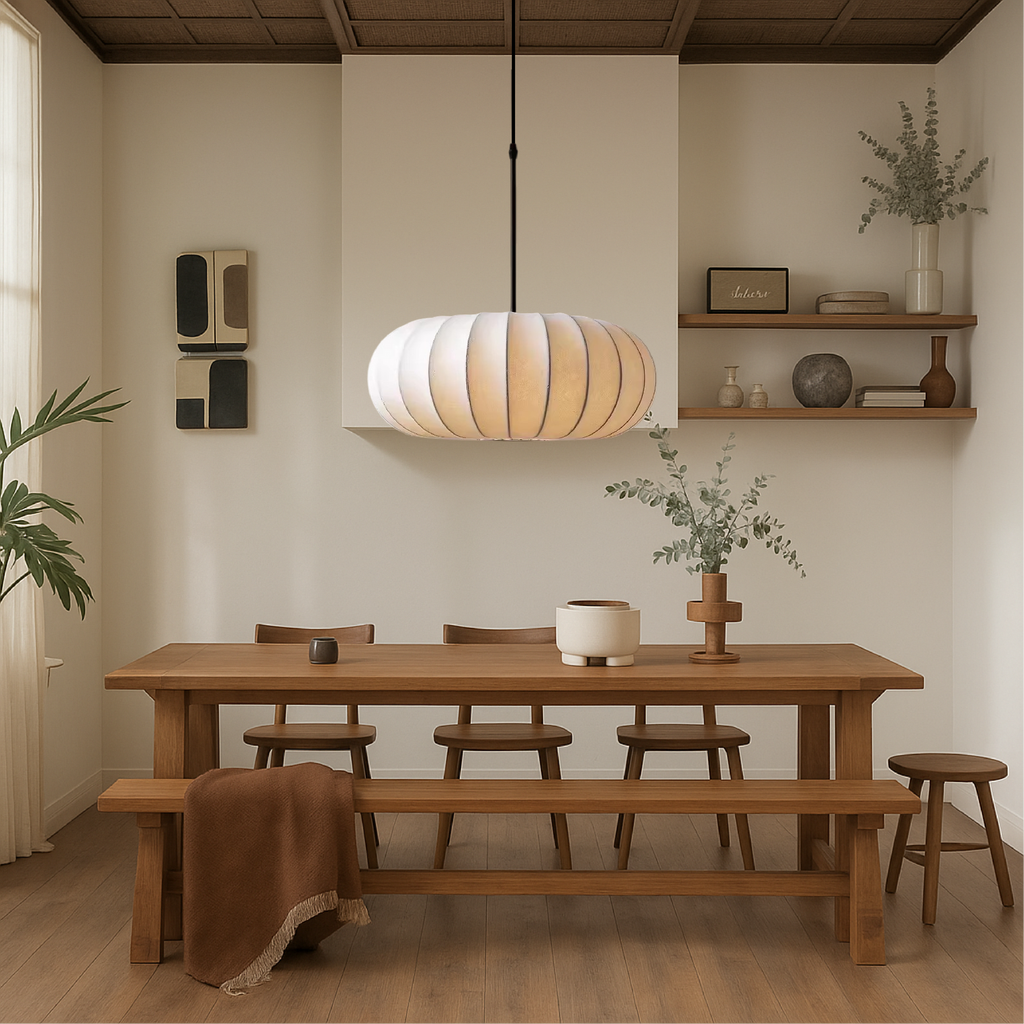 Layered Silk Pendant Lamp – Organic Sculptural Design For High Ceilings