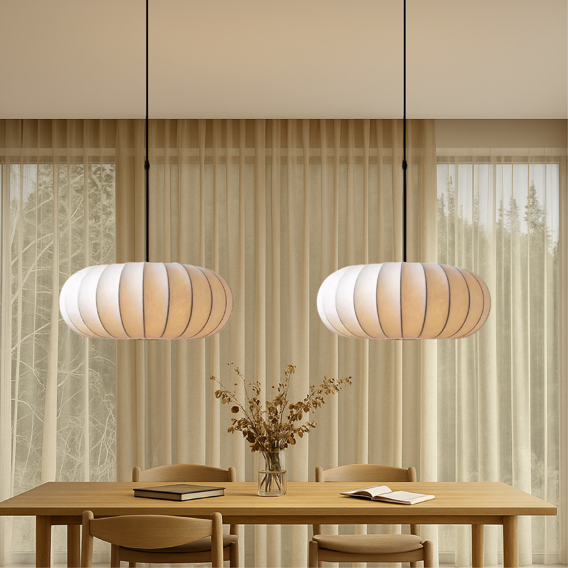 Layered Silk Pendant Lamp – Organic Sculptural Design For High Ceilings