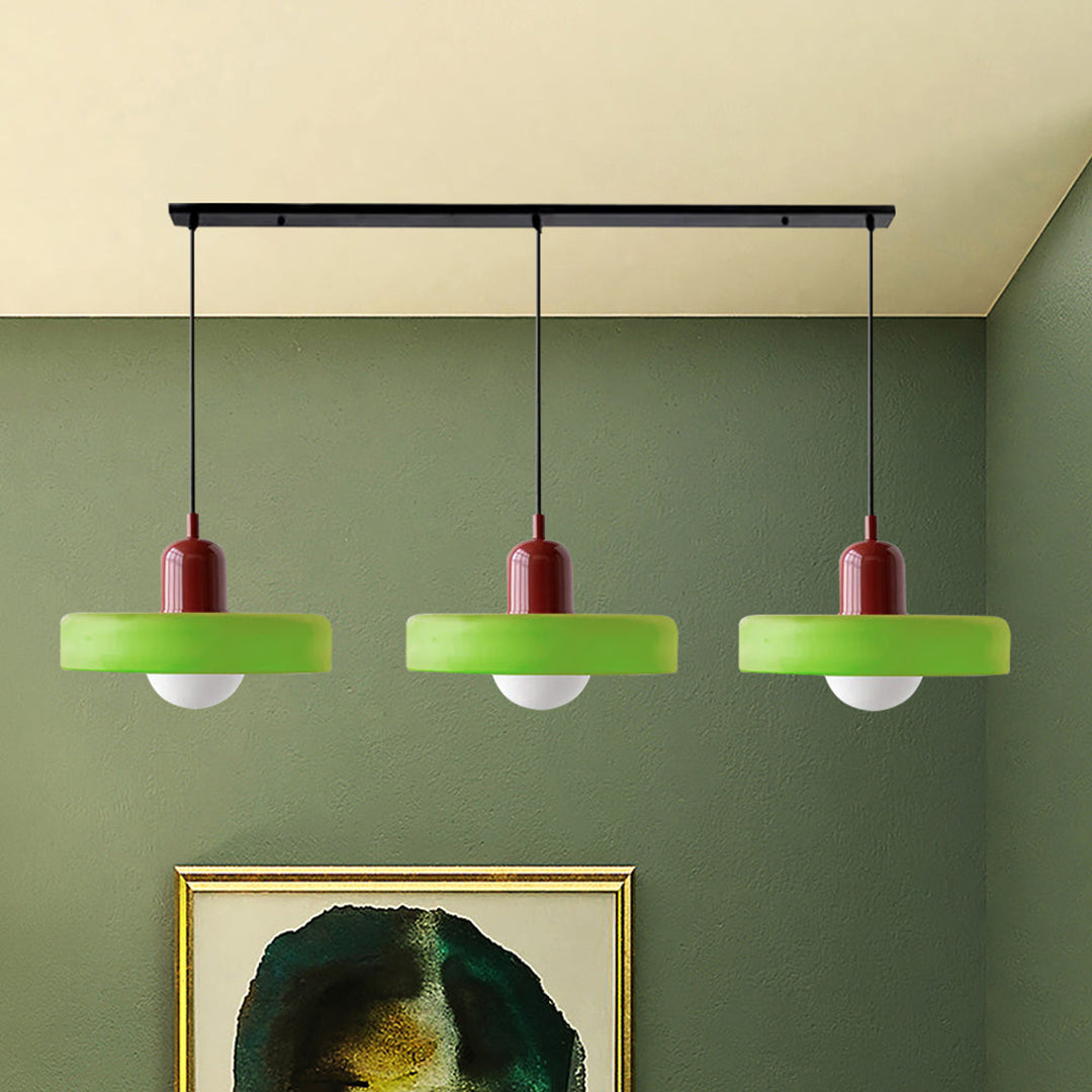 Triple Glass Pendant Lamp – Retro Inspired Colorful Dining Table Design