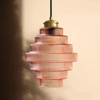 Art Deco Ribbed Glass Pendant Light
