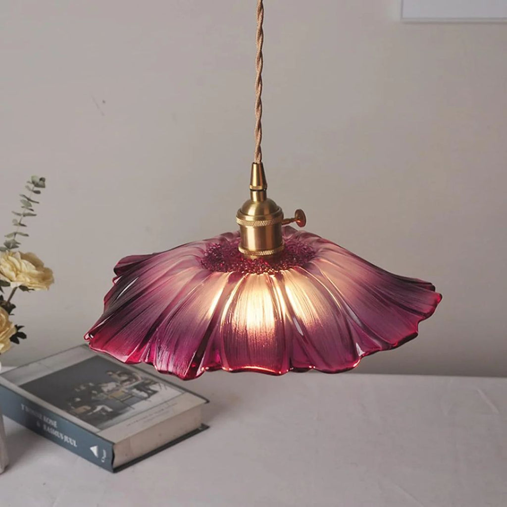 Flower Shaped Glass Pendant Lamp – Sculptural Romantic Warm Glow Design