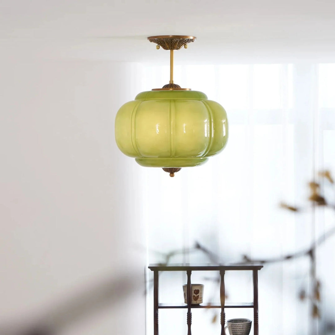 Vintage Ribbed Glass Ceiling Light
