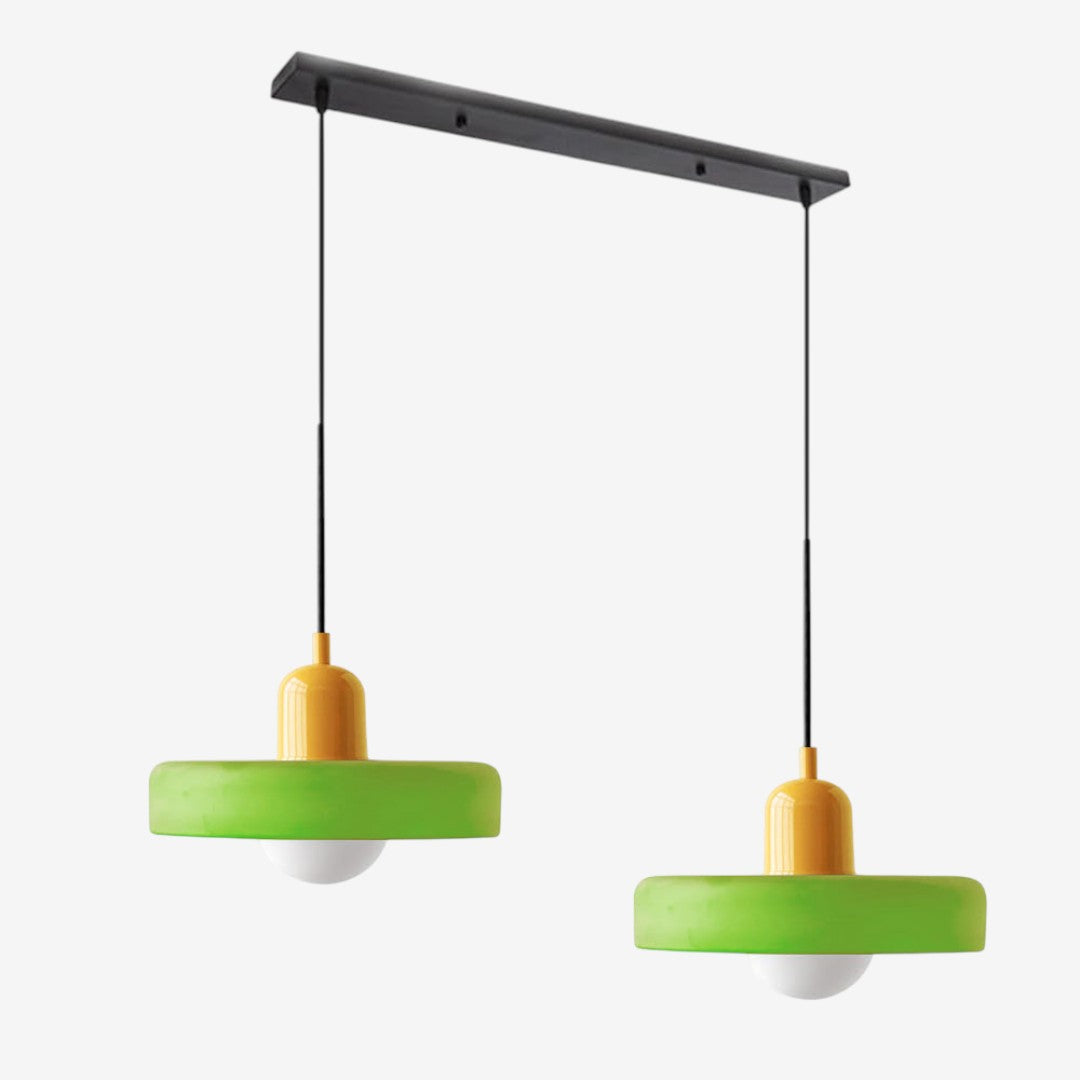Double Glass Pendant Lamp – Retro Inspired Modern Dining Table Design