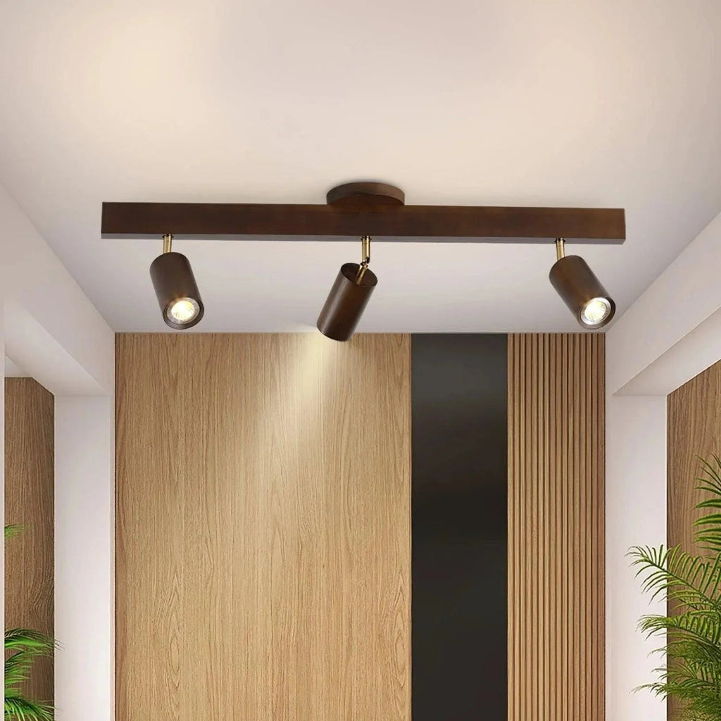 Wooden Adjustable Track Ceiling Light