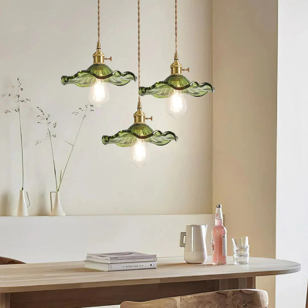 Vintage Floral Glass Pendant Light