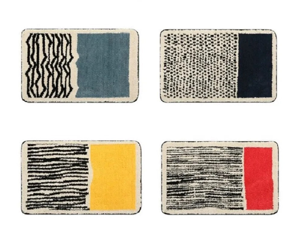 Handmade Abstract Bath Mat Polyester Acrylic Mix | Modern Scandi Style | Anti-Slip Backing for Safe and Soft Bathroom Floors