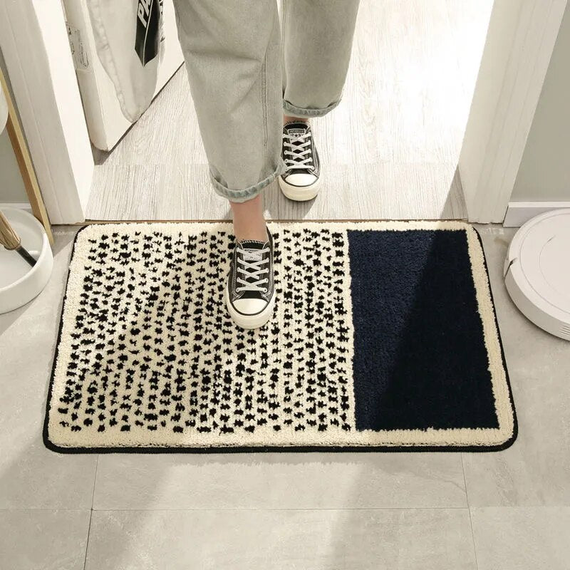 Handmade Abstract Bath Mat Polyester Acrylic Mix | Modern Scandi Style | Anti-Slip Backing for Safe and Soft Bathroom Floors