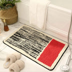 Handmade Abstract Bath Mat Polyester Acrylic Mix | Modern Scandi Style | Anti-Slip Backing for Safe and Soft Bathroom Floors