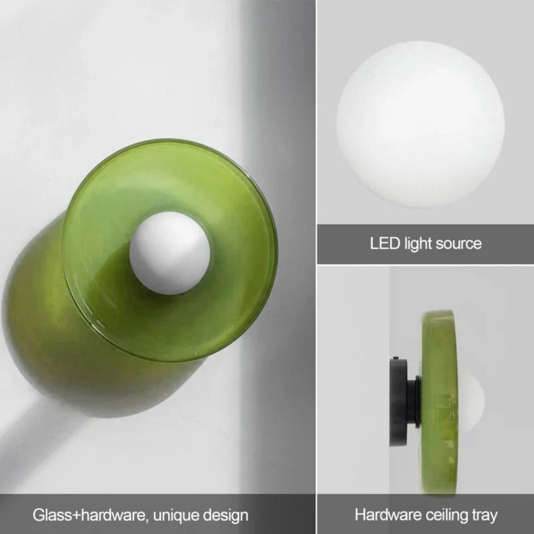 Round Metal Glass Light Fixture