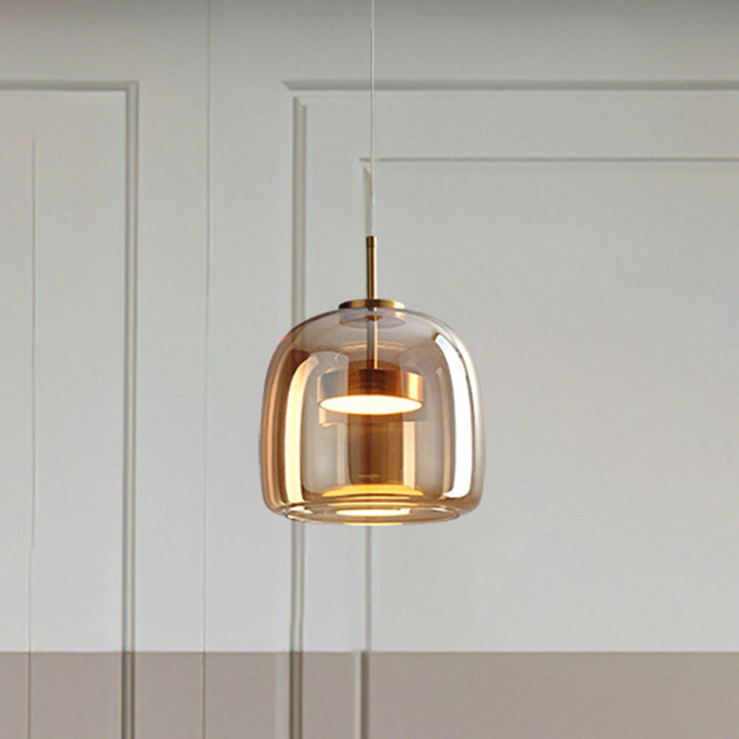 Gold Tinted Glass Pendant Lamp – Modern Elegant Sculptural Design