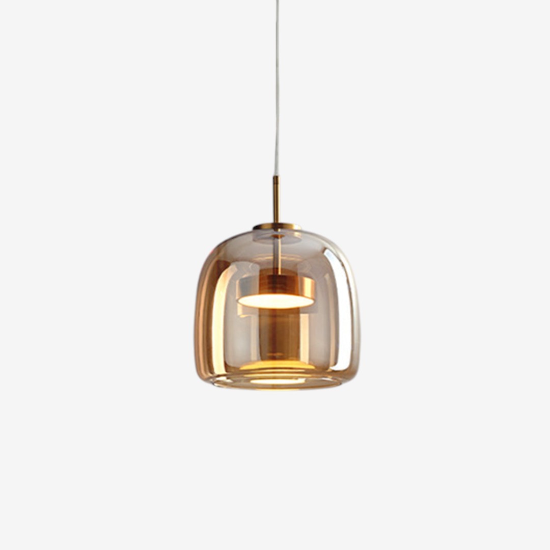Gold Tinted Glass Pendant Lamp – Modern Elegant Sculptural Design