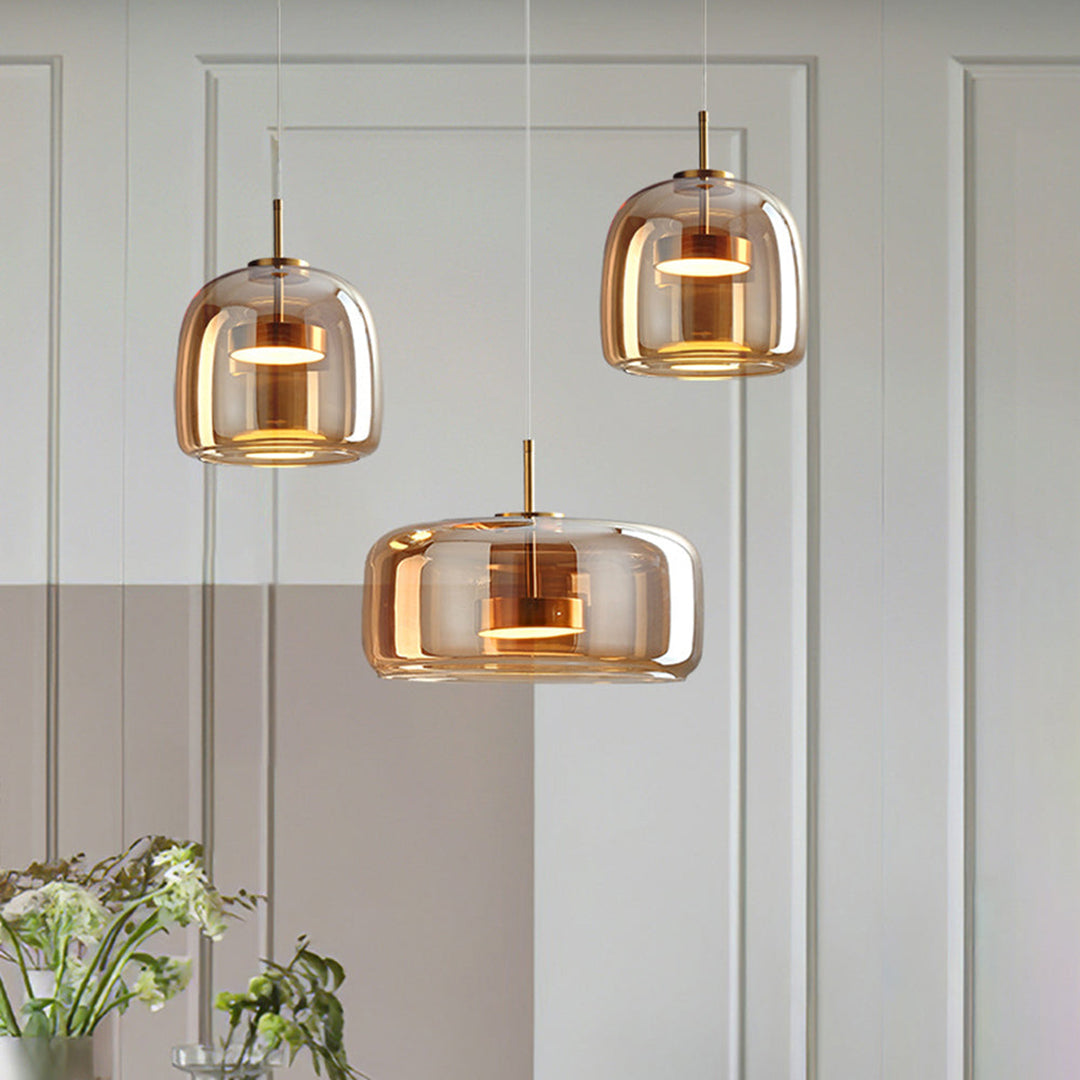 Gold Tinted Glass Pendant Lamp – Modern Elegant Sculptural Design