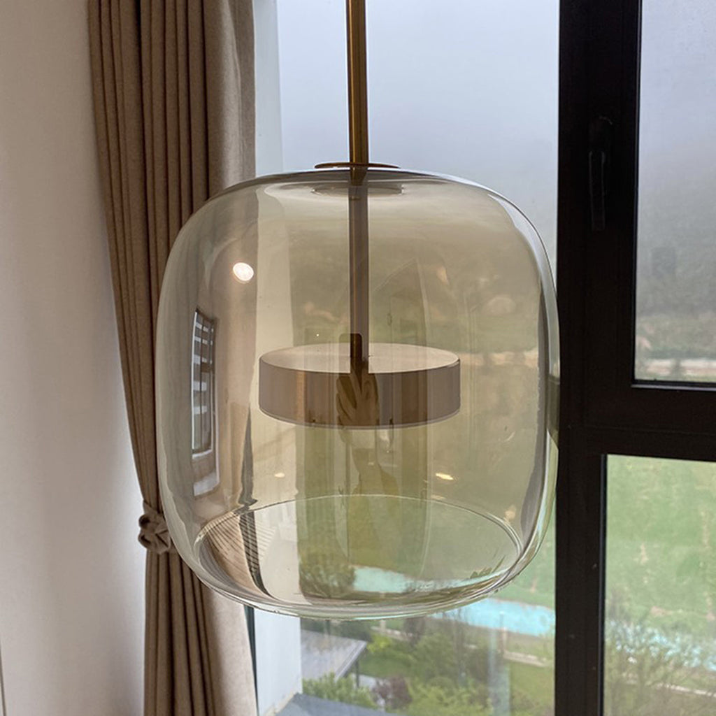 Gold Tinted Glass Pendant Lamp – Modern Elegant Sculptural Design