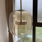 Gold Tinted Glass Pendant Lamp – Modern Elegant Sculptural Design