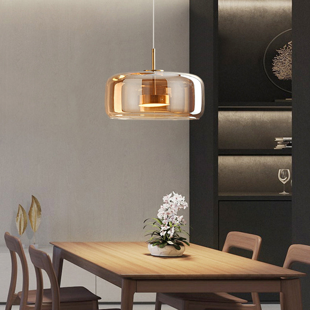 Gold Tinted Glass Pendant Lamp – Modern Elegant Sculptural Design