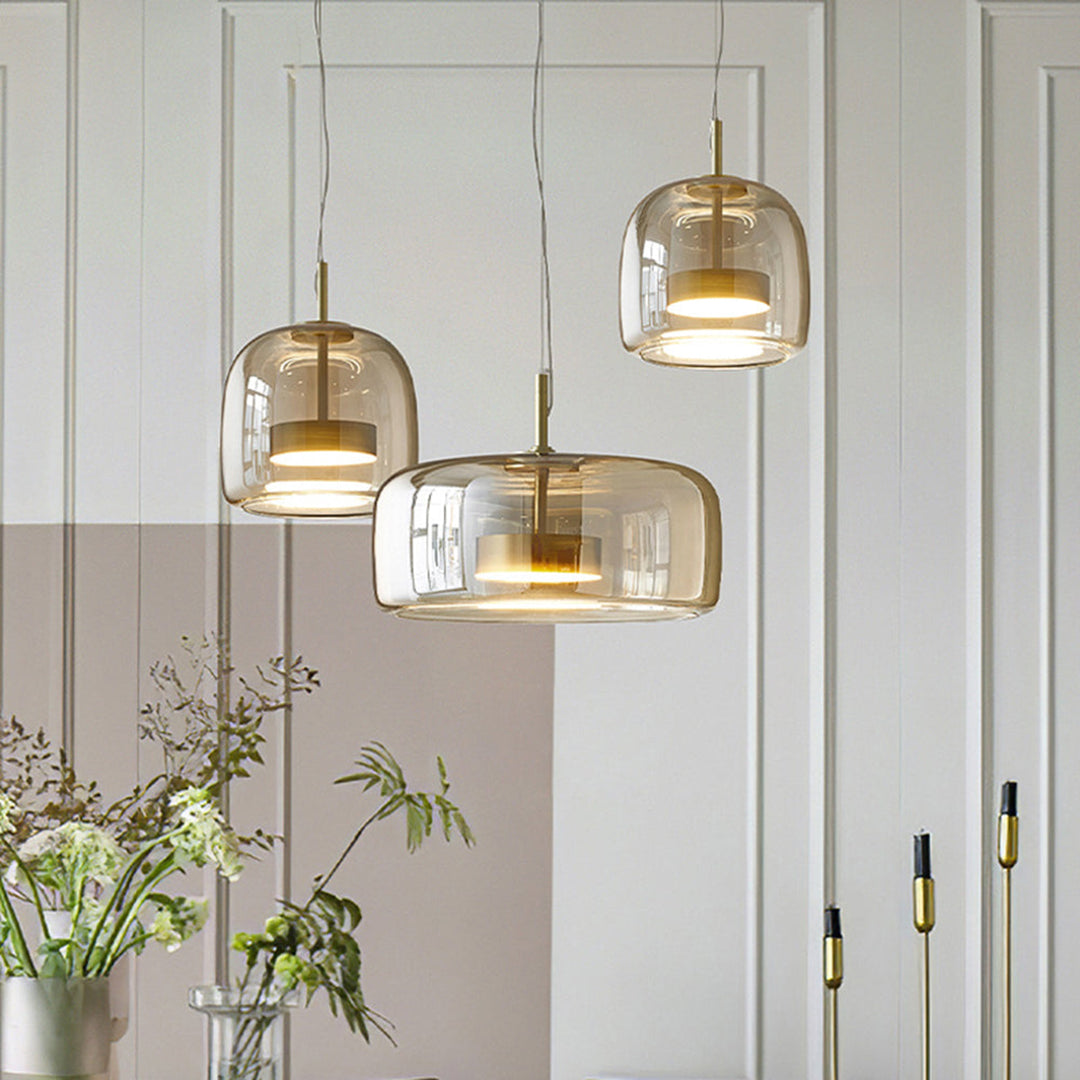 Gold Tinted Glass Pendant Lamp – Modern Elegant Sculptural Design