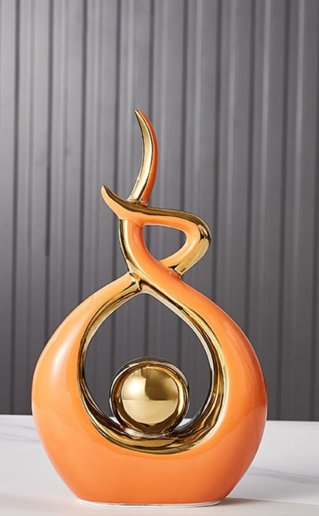 Abstract Sculpture Ceramic with Gold Accents | Modern Artistic Centerpiece for Shelves and Mantles | Contemporary Home Decor