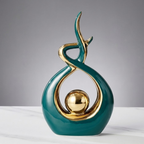 Abstract Sculpture Ceramic with Gold Accents | Modern Artistic Centerpiece for Shelves and Mantles | Contemporary Home Decor