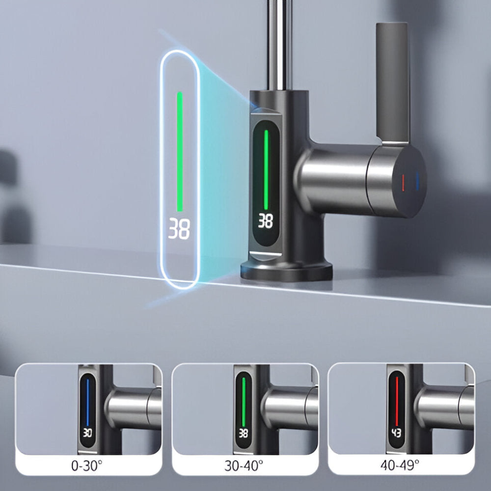 Adjustable Kitchen Faucet with Temperature Display