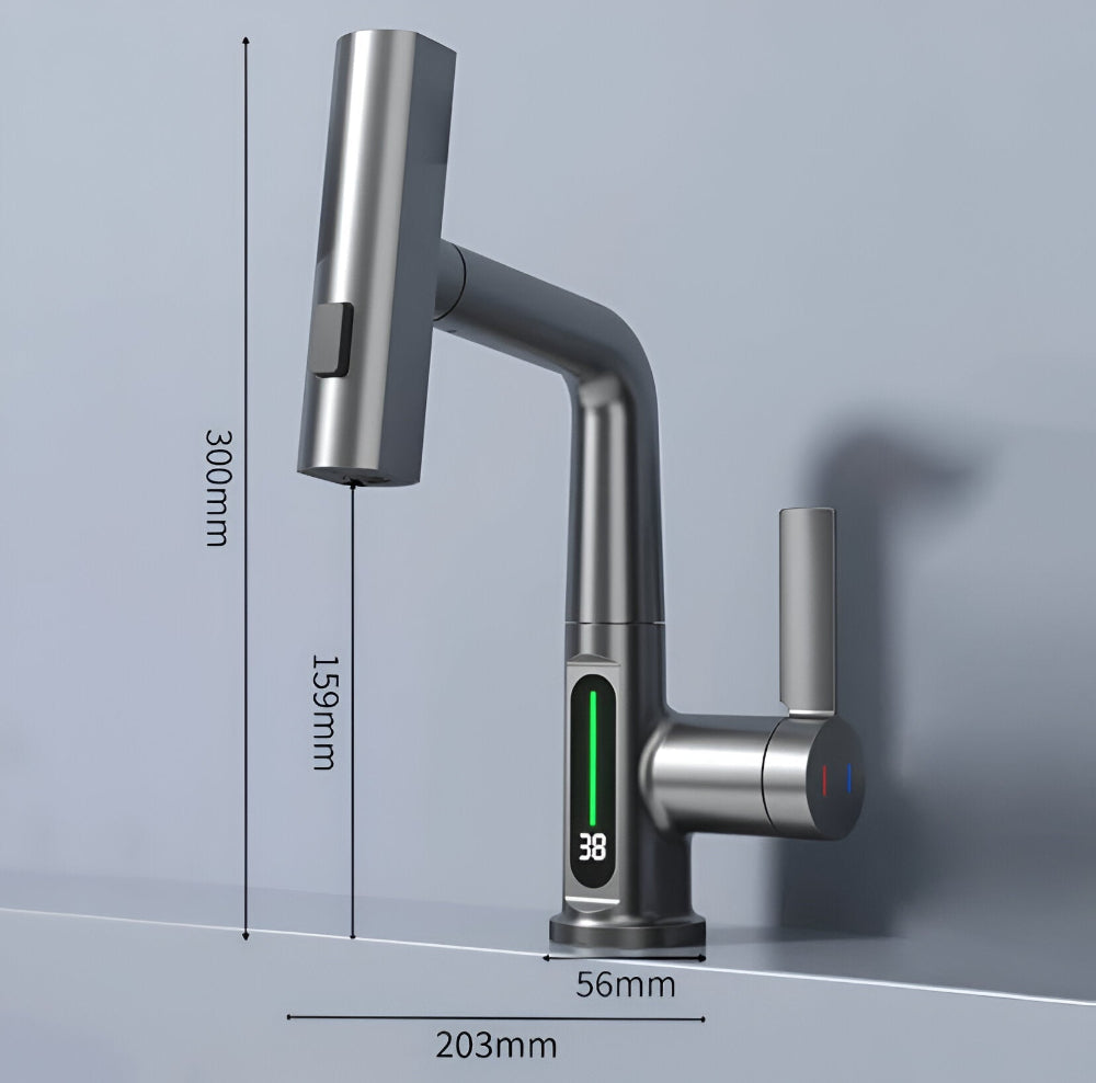Adjustable Kitchen Faucet with Temperature Display