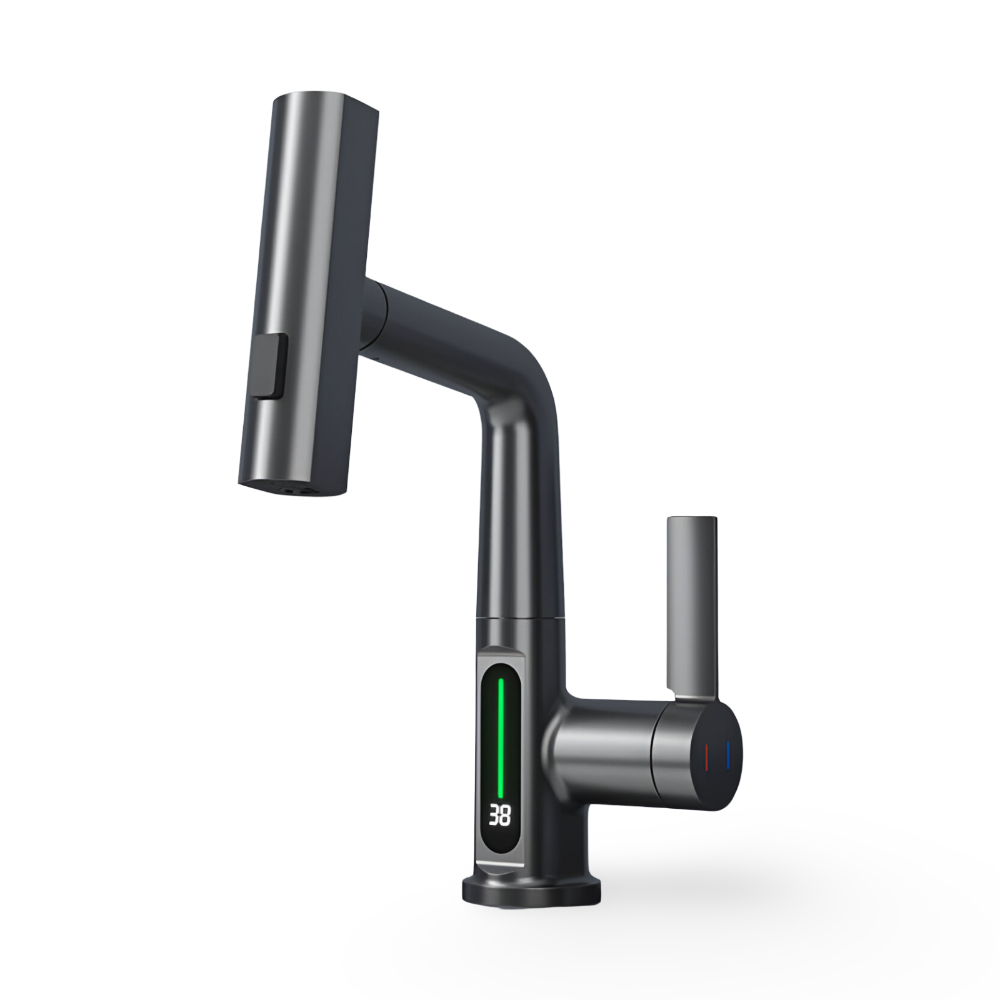 Adjustable Kitchen Faucet with Temperature Display
