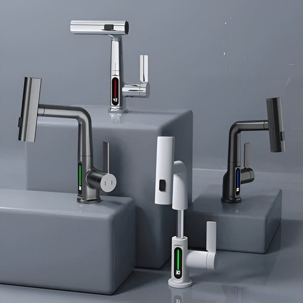 Adjustable Kitchen Faucet with Temperature Display