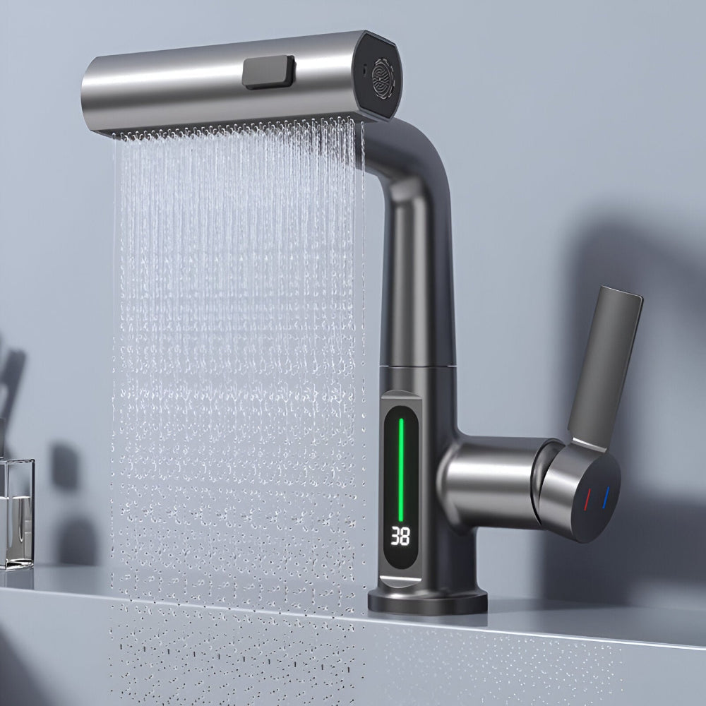 Adjustable Kitchen Faucet with Temperature Display