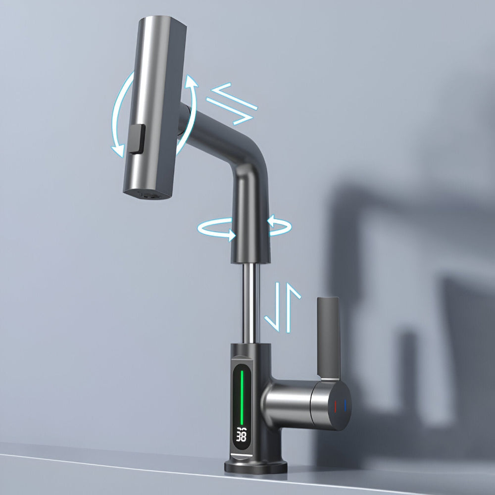 Adjustable Kitchen Faucet with Temperature Display