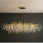 Glass Chandelier – French Style Gold Branch Design With Crystal Leaf Details